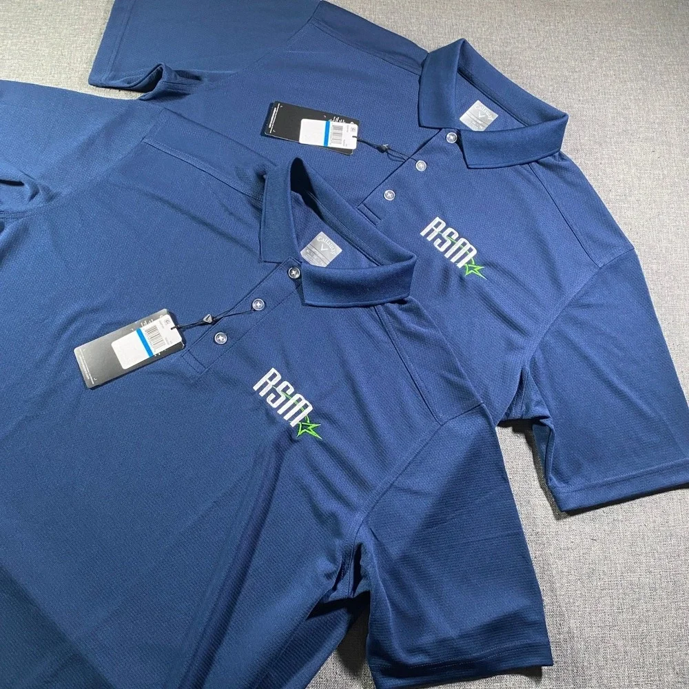 Lot of 2 NWT Callaway Opti Dri Mens NavyBlue Golf Polo Shirt XL Stretch Wicking